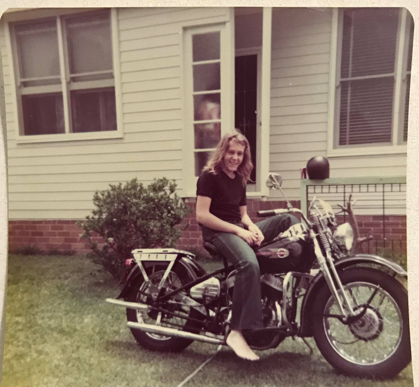 70s Dad on a Harley Davidson